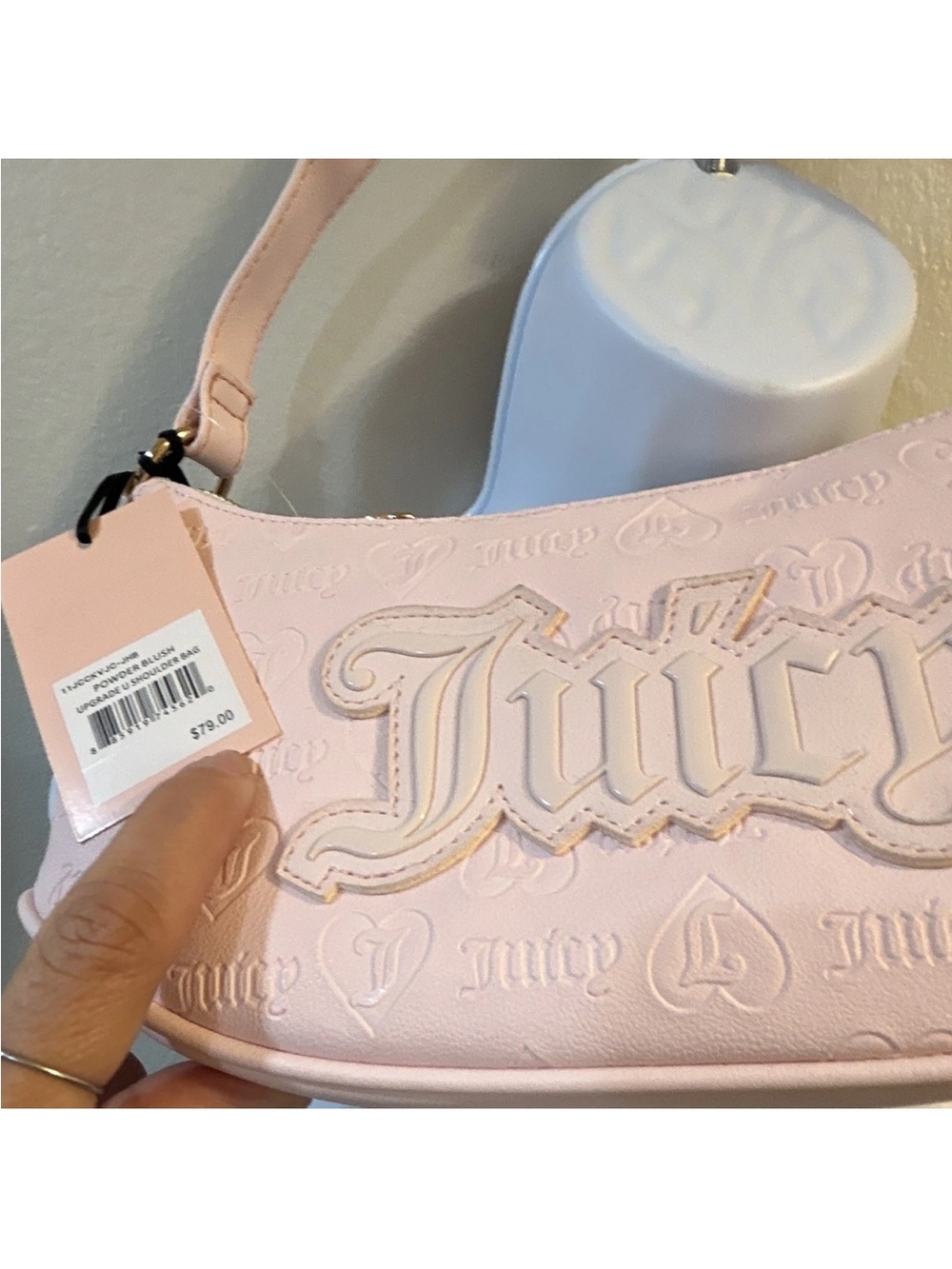 Juicy Couture Blush Pink Embossed Logo Shoulder Bag